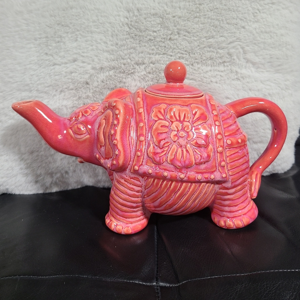 St Barth Elephant Ceramic Teapot, Vintage Inspired